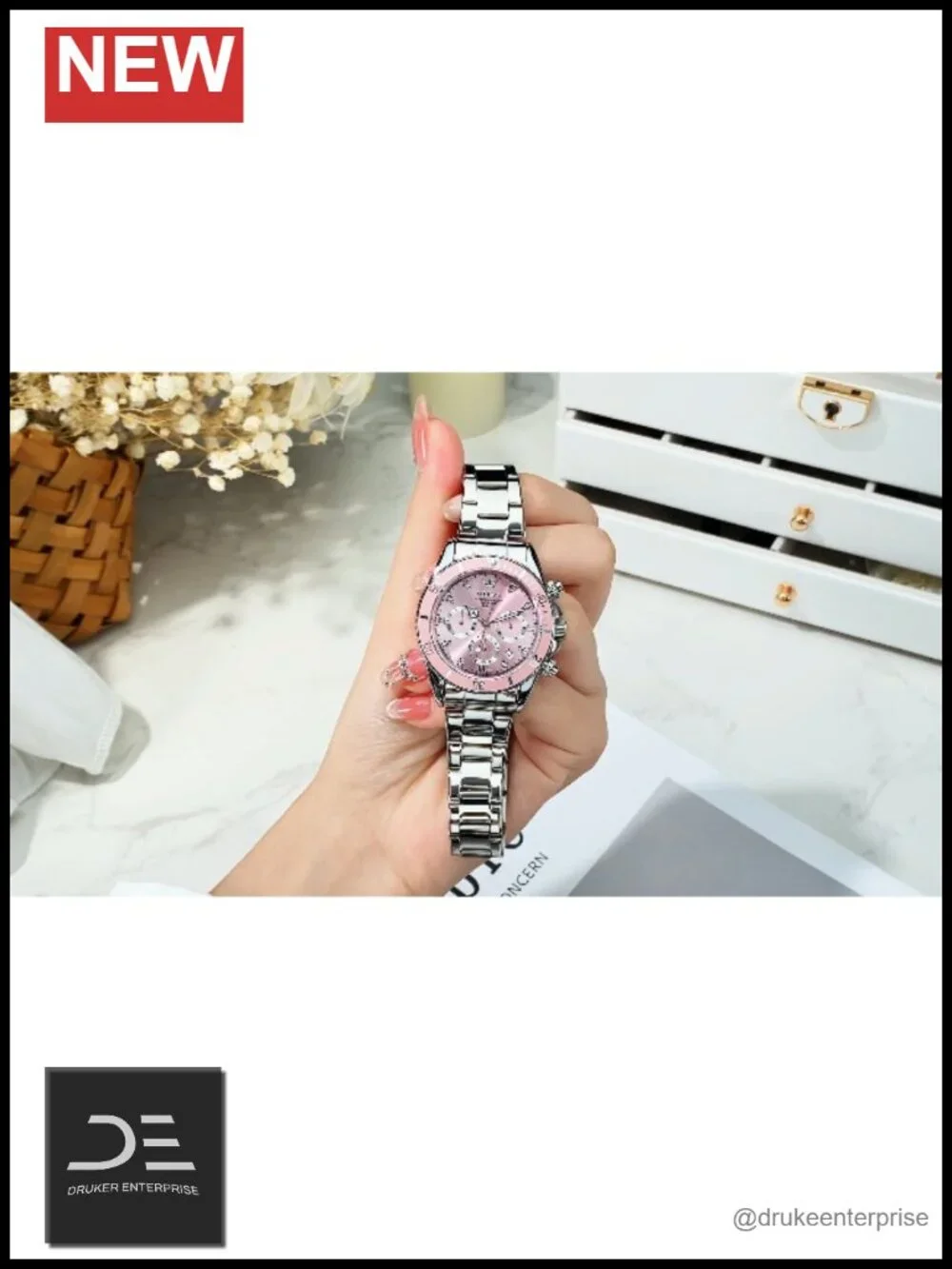 Ladies Analog Quartz Stainless Steel Watch with Day Date